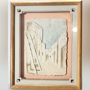 Vintage Hand Cast Paper Art Southwest Pueblo By Figi Graphics Signed By Artist